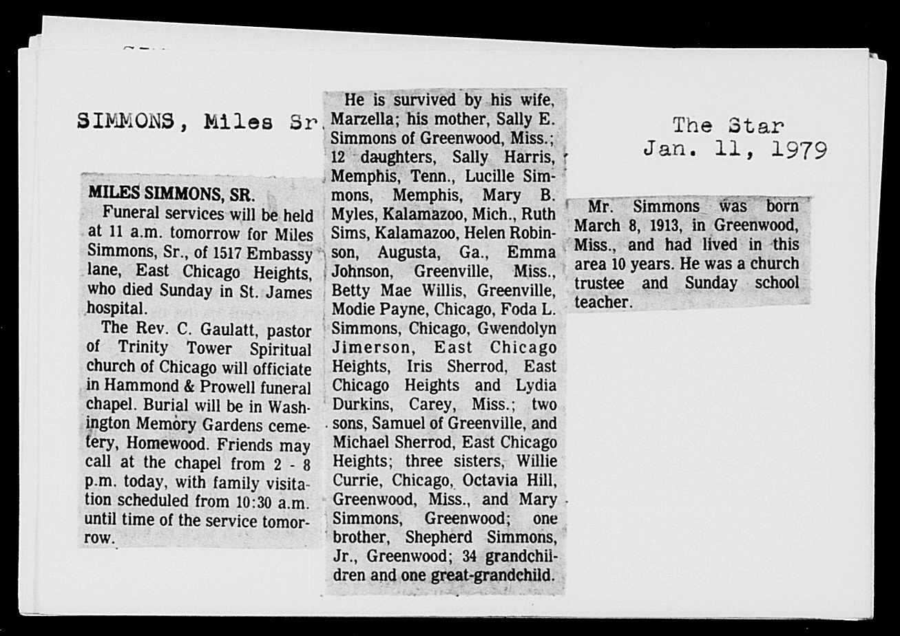 Obituary Record Image for Miles Luther SIMMONS