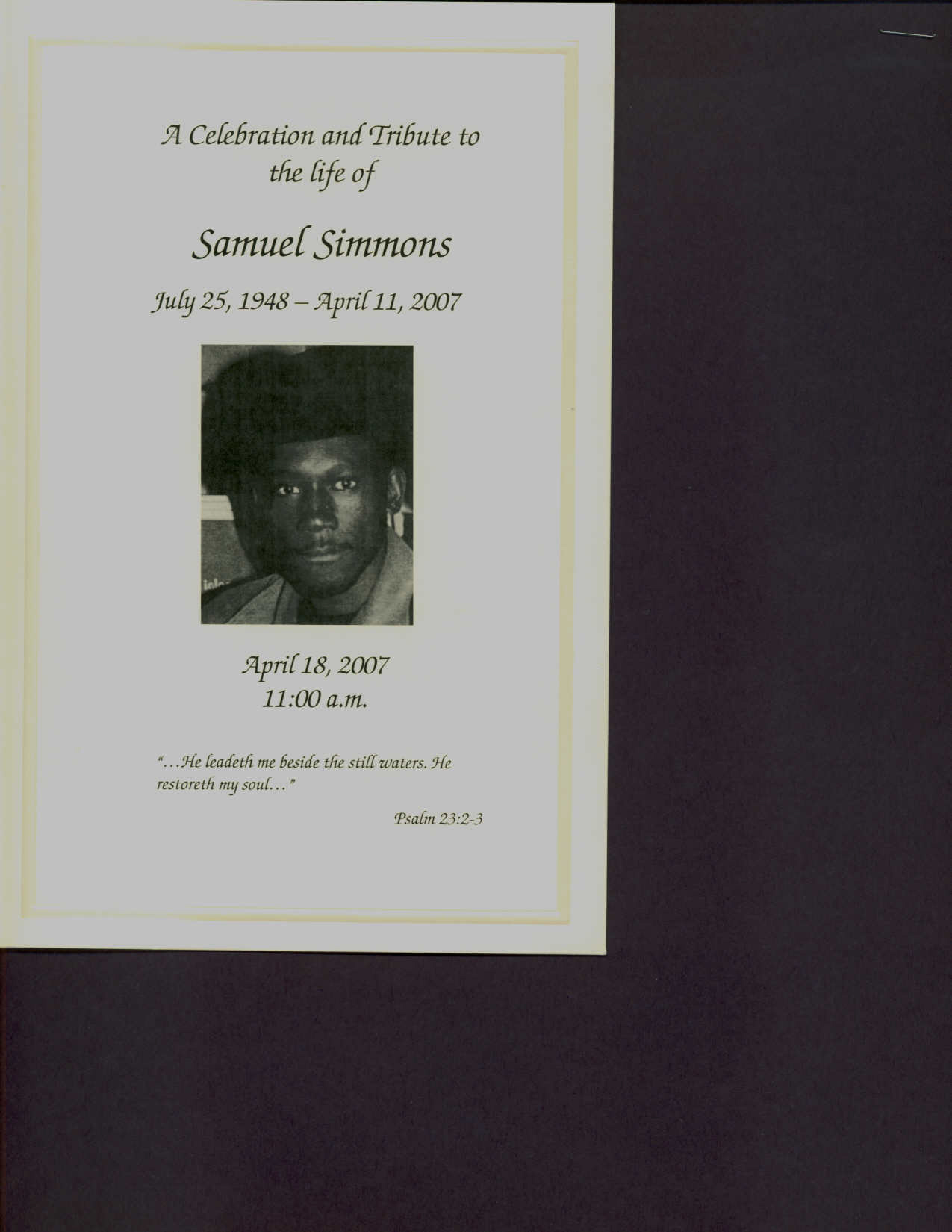 Samuel Simmons Obituary