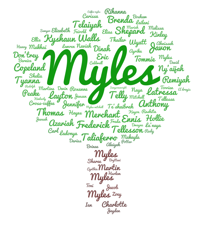 Name Cloud of Registered Family Members